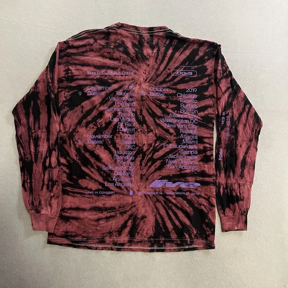 Post Malone Hollywoods Bleeding 2019 Concert Tour T-Shirt Men's Medium Tie Dye